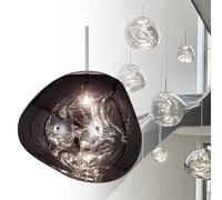 Suspension Lava Ball Drop Lampe Suspendue Irrégulière en Acrylique Et Métal, Lustre Chromé Soufflé avec Cordon Réglable, Source Lumineuse Led pour Éclairage Intérieur Grey 50cm