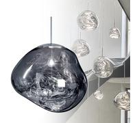 Suspension Lava Ball Drop Lampe Suspendue Irrégulière en Acrylique Et Métal, Lustre Chromé Soufflé avec Cordon Réglable, Source Lumineuse Led pour Éclairage Intérieur silver 38cm