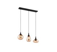 Suspension LED à 3 ampoules avec abat-jour en verre ambre