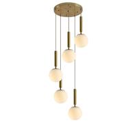 Suspension LED à Hauteur réglable, Ampoule Globe en Cristal, luminaire Suspendu pour Salon, Hall d'entrée, escalier, 5 lumières Blanches
