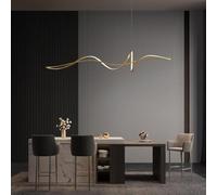 Suspension LED à intensité Variable avec télécommande, Lustre linéaire Moderne pour Salle à Manger et Salon, plafonnier réglable élégant, luminaire d'intérieur élégant