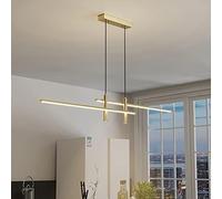 Suspension Led À Intensité Variable Pour Îlot de Cuisine, Lustre Linéaire Réglable Avec Spot Doré, 90 Cm/35 Pouces, Lampe de Table À Manger, Éclairage Moderne/Or/120 Cm/47 Pouces