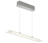 Suspension LED, applique, plafonnier, métal, finition nickel, verre, dimmable, H 150 cm
