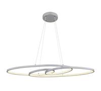 Suspension LED argent Lampe à suspendre Alu CCT Lampe de salon Memory, 39W 2200Lm blanc chaud froid, LxlxH 100x36x120 cm