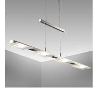B.K.Licht - Suspension LED réglable en hauteur continu, couleur de lumière blanc chaud, 4 platines suspension d'éclairage intérieur, suspension, luminaire 85,4x8x120cm, nickel mat