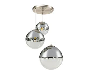 Suspension LED boules de verre suspension lampe boule lampe de salle à manger suspension, nickel chrome mat clair, 3x 7W 806Lm blanc chaud, DxH 51x120 cm