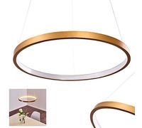 Suspension LED Canisteo en métal doré, lampe pendante moderne à hauteur réglable, max. 123 cm, anneau lumineux de 39 cm de diamètre, 22 Watt, 2185 Lumen, 3000 Kelvin (blanc chaud)