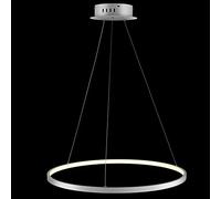 Suspension LED circulaire moderne - Lustre réglable de 60 cm avec intensité variable en 3 étapes, lampe suspendue en métal et acrylique pour cuisine, salon et chambre à coucher - Finition blanche 38 W