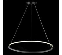 Suspension LED Circulaire Moderne - Lustre réglable en métal et Acrylique pour Salon, Cuisine et Chambre - 25 W, Finition Noire, 40 cm, lumière Neutre