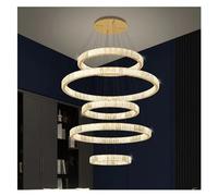 Suspension LED de Luxe en Cristal K9 à intensité Variable, en Acier doré/chromé, luminaire Circulaire pour escaliers de Villa, pour Salon