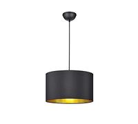 Suspension LED décorative à intensité variable avec abat-jour en tissu - Diamètre : 40 cm - Noir mat et doré - Ambiance lumineuse unique dans un design élégant.