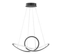 Suspension LED, dimmable, lumière de salle à manger, plafonnier LED suspendu, télécommande fonction mémoire CCT, dimmable, métal noir, 1x LED 53W 4700Lm 2900-6000K, LxlxH 73x29x150cm, WOFI 11553