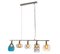 Suspension LED Filament dimmable Lampe de table à manger 5 flammes Vintage Lampe à suspendre verre multicolore, 5x 4W 470Lm blanc chaud, LxH 80x150 cm