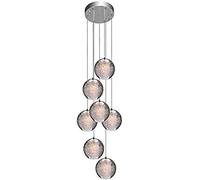 Suspension LED G4 avec Boule de Cristal, idéale pour Salon, Grenier, escalier, Hall d'entrée, Restaurant, Bar ou Chambre. Lampe Suspendue chromée A+, Disque 7