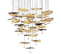 Suspension LED Gold Moon Chandelier H 300cm/satin base Ø78cm
