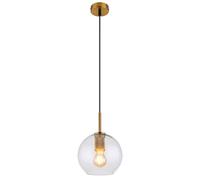 Suspension LED laiton Lampe boule rétro Verre clair Lampe de salle à manger suspendue Boule, métal, 7W 806lm blanc chaud, DxH 20x120 cm
