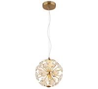 Suspension LED, lampe de salle à manger, cristal, or, métal, D 28 cm