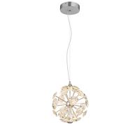 Suspension LED, lampe de salon, aspect cristal, chrome, H 150 cm
