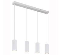 Suspension LED Lampe de table à manger 4 flammes Plafonnier blanc suspendu, métal aluminium, 4x 5W 4x 400lm blanc chaud, LxlxH 61x6x120 cm