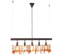 Suspension LED Lampe de table à manger cristal Suspension salon, brun ambre, 5 flammes LED blanc chaud, LxlxH 80x9,8x150 cm
