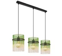 Suspension LED Lampe de table à manger Lampe à suspendre Salon 3 flammes, métal vert, clair, noir, 7W 806lm blanc chaud, LxlxH 80x20x140 cm