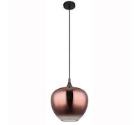 Suspension LED Lampe de table rétro Verre cuivré Suspension rétro Lampe de salle à manger noire, douille E27, DxH 29x120 cm