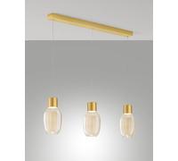 Suspension LED Lapo 36 W 3900 lm 3000 K blanc chaud, structure en métal et verre borosilicate cognac, intensité variable par paliers - Lapo