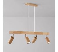 Suspension LED linéaire créative en Bois, Style Nordique, Longue Bande, 3 Modes de Couleur, Spot pour Cuisine, Salle à Manger, Salon, Bar, T-256 (4 lumières)