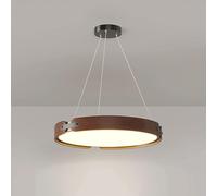 Suspension Led - Lustre Moderne En Forme D'Anneau, Luminaire Suspendu En Bois Pour Îlot de Cuisine, Chambre, Salon - Plafonnier Élégant Pour La Décoration Intérieure/52 * 7Cm/Couleur Noyer