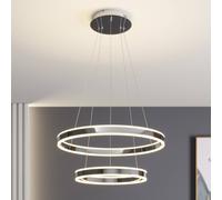 Suspension LED Lyani Lucande, dimmable, argenté, Salon / Salle à manger, Métal, Moderne