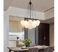 Suspension LED Moderne à 19 Boules, Abat-Jour en Verre, Lampe à Monter soi-même, plafonnier décoratif Compatible avec Hall, Chambre et Salon, éclairage Lumineux (Noir, 19 Boules)