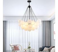 Suspension LED Moderne à 37 Boules, Abat-Jour en Verre, Lampe à Monter soi-même, plafonnier décoratif Compatible avec Hall, Chambre et Salon, éclairage Lumineux (Noir, 37 Boules)