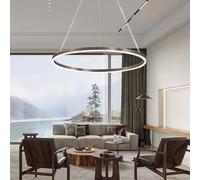 Suspension LED Moderne à intensité Variable avec télécommande, Lustre de Salle à Manger au Design Rond créatif en métal et Acrylique pour Le Salon et Les pièces à Vivre.
