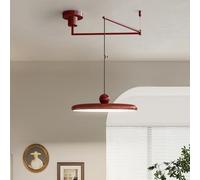 Suspension LED moderne à intensité variable de 37 W - Plafonnier à bras oscillant réglable de 15,7 pouces pour cuisine, chambre à coucher, salon - Lampe suspendue ronde crème, éclairage élégant pour