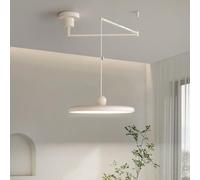 Suspension LED moderne à intensité variable, plafonnier à bras oscillant rond de 15,7 pouces, lampe suspendue réglable de 37 W pour îlot de cuisine, chambre à coucher et salon - Style crème LWX