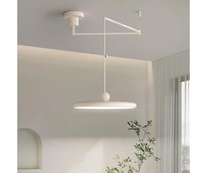 Suspension LED moderne à intensité variable, plafonnier à bras oscillant rond de 15,7 pouces, lampe suspendue réglable de 37 W pour îlot de cuisine, chambre à coucher et salon - Style crème LWX