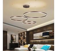 Suspension LED Moderne - Lustre à 3 Cercles réglable en Hauteur, plafonnier à intensité Variable pour Salle à Manger, Lampe Suspendue contemporaine en Aluminium et Acrylique
