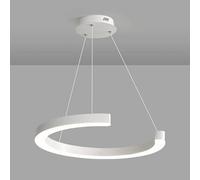 Suspension LED Moderne, Lustre en Aluminium à 1 Anneau avec Finition Blanche, Luminaire Suspendu Halo 15,7, Lampes Suspendues Rondes Encastrées pour Salle à Manger, Sal, Three-Color Light