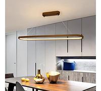 Suspension LED moderne minimaliste, lampe de table à manger en bois, lampe suspendue dimmable à 3 couleurs, D90cm, lustre rectangle pour îlot de cuisine bureau salon d'étude Loft éclairage de plafond