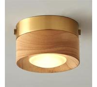 Suspension LED - Montage encastré cylindrique moderne avec base en bois et laiton, abat-jour en acrylique pour salon, salle à manger, chambre à coucher, couloir - Trois options de température de