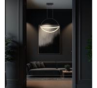 Suspension LED noire moderne 12W 4000K lampe suspendue design intérieur