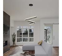 Suspension LED noire moderne 32W 3880lm 3000K lampe suspendue design salon