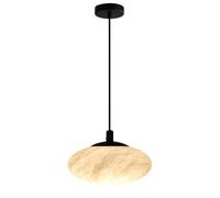 Suspension LED Ovale Moderne Style Milieu du siècle, Mini Lustre Globe Blanc de 14 cm, Abat-Jour en albâtre, Finition cuivre 3 000 K, luminaire Suspendu pour îlot de Cuisine