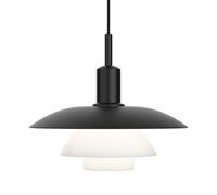 Louis Poulsen Suspension LED PH 5/5 verre opale et métal opalin, toucher doux noir HxØ 43x50cm