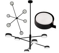 Suspension LED, plafonnier, 6 r?flecteurs de lustre GX53, noir, OVILO LUMILED