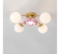 Suspension LED, plafonnier LED Rond, luminaire Suspendu LED Blanc Lait, Forme Ronde, en métal doré, Design Moderne, idéal pour Un lit de Fille.