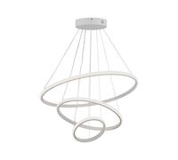Suspension LED, plafonnier, métal, blanc, blanc chaud, rond, H 100 cm