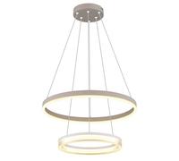 Suspension LED, plafonnier, métal, couleur sable, hauteur réglable, H 150 cm