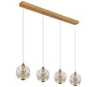 Suspension LED Plafonnier métal doré cristaux K9 4 flammes LED 15 x 93 x 150 cm, salon salle à manger