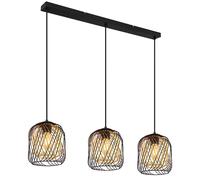Suspension LED pour salle à manger à 3 ampoules, métal noir, H 150 cm